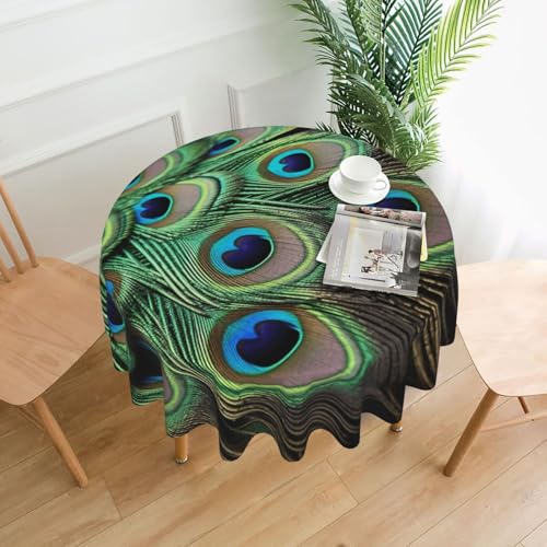Runde Tischdecke, 152,4 cm, grüne Pfauenfedern, schmutzabweisend, waschbar, Tischdecke, knitterfrei, abwischbar, moderne Bauernhaus-Dekorationen für Party, Picknick, Zuhause, Küche Runde Tischdecke, 152,4 cm, grüne Pfauenfedern, schmutzabweisend, waschbar, Tischdecke, knitterfrei, abwischbar, moderne Bauernhaus-Dekorationen für Party, Picknick, Zuhause, Küche von BSCKKDMN