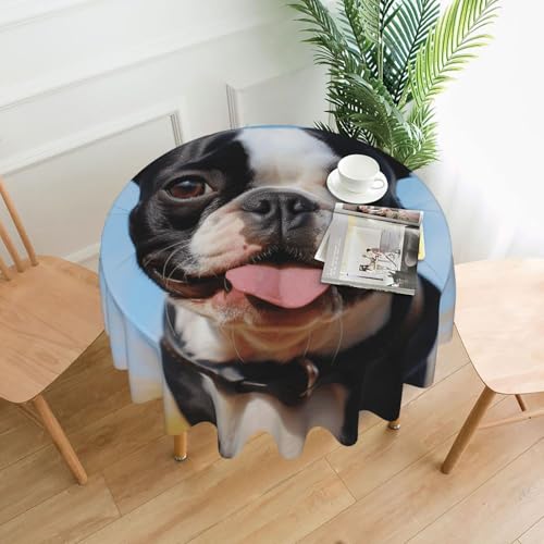 Runde Tischdecke, 152,4 cm, schöne Boston-Terrier-Tischdecke, schmutzabweisend, waschbar, knitterfrei, abwischbar, moderne Bauernhaus-Dekorationen für Party, Picknick, Zuhause, Küche Runde Tischdecke, 152,4 cm, schöne Boston-Terrier-Tischdecke, schmutzabweisend, waschbar, knitterfrei, abwischbar, moderne Bauernhaus-Dekorationen für Party, Picknick, Zuhause, Küche von BSCKKDMN