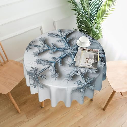 Runde Tischdecke, 152,4 cm, transparente Schneeflocken-Tischdecken, schmutzabweisend, waschbar, knitterfrei, abwischbar, moderne Bauernhaus-Dekorationen für Party, Picknick, Zuhause, Küche Runde Tischdecke, 152,4 cm, transparente Schneeflocken-Tischdecken, schmutzabweisend, waschbar, knitterfrei, abwischbar, moderne Bauernhaus-Dekorationen für Party, Picknick, Zuhause, Küche von BSCKKDMN