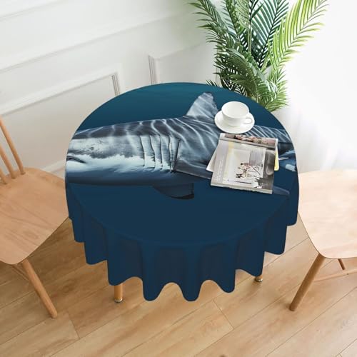 Runde Tischdecke, 152,4 cm, weißer Hai, schmutzabweisend, waschbar, knitterfrei, abwischbar, moderne Bauernhaus-Dekorationen für Party, Picknick, Zuhause, Küche Runde Tischdecke, 152,4 cm, weißer Hai, schmutzabweisend, waschbar, knitterfrei, abwischbar, moderne Bauernhaus-Dekorationen für Party, Picknick, Zuhause, Küche von BSCKKDMN