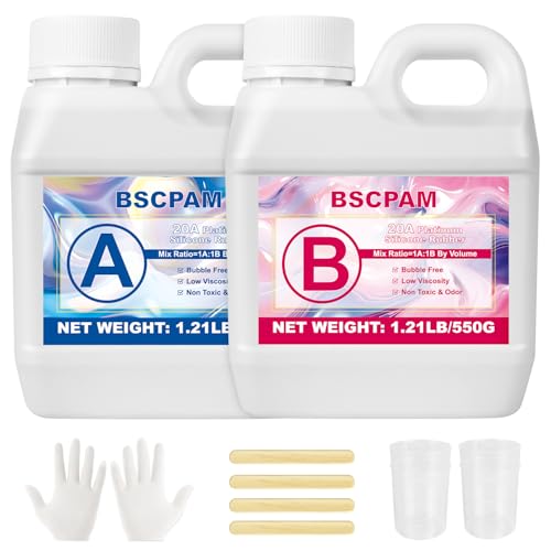 20A Abformsilikon 1,3kg Flüssiges Silikon Abformmasse 1:1 Verhältnis,Durchscheinend für zum Gießen,Silikonformen,Selbstentlüftend,Lebensmittelecht Silikon Formen Herstellen Kit 20A Abformsilikon 1,3kg Flüssiges Silikon Abformmasse 1:1 Verhältnis,Durchscheinend für zum Gießen,Silikonformen,Selbstentlüftend,Lebensmittelecht Silikon Formen Herstellen Kit von BSCPAM