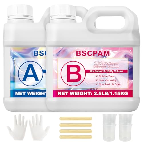 20A Abformsilikon 2,6kg Flüssiges Silikon Abformmasse 1:1 Verhältnis,Durchscheinend für zum Gießen,Silikonformen,Selbstentlüftend,Lebensmittelecht Silikon Formen Herstellen Kit 20A Abformsilikon 2,6kg Flüssiges Silikon Abformmasse 1:1 Verhältnis,Durchscheinend für zum Gießen,Silikonformen,Selbstentlüftend,Lebensmittelecht Silikon Formen Herstellen Kit von BSCPAM