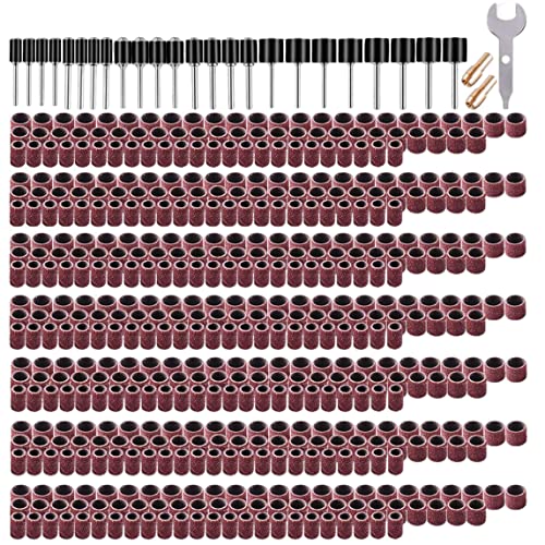 531PCS Schleifentrommel -Set mit Drum -Dorten Schraubenschlüssel, Schleiferbandhülsen 80 120 150 240 320 400 600 Körnung für Rotationsbohrmühle Holzbearbeitungspolierende Finishing von BSFDORPOT
