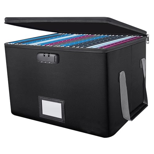 FireProof Dokumentkasten mit Sperre, wasserdichte Dateispeicherbox mit Handle, zusammenklappbarer abschließbarer Organisator für rechtliche Briefunterlagen, Sicherheitsdateieinhaber für Home Off von BSFDORPOT