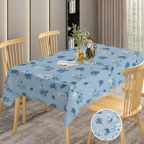 BSGIFT Tischdecke Floral Rechteckig 110x140 cm, Blau Blumen Garten Tischdecken für Draußen Polyester Outdoor Abwaschbar Gartentischdecke Eckig Wetterfest Table Cloth für Küche Garten Gartentisch Party BSGIFT Tischdecke Floral Rechteckig 110x140 cm, Blau Blumen Garten Tischdecken für Draußen Polyester Outdoor Abwaschbar Gartentischdecke Eckig Wetterfest Table Cloth für Küche Garten Gartentisch Party von BSGIFT