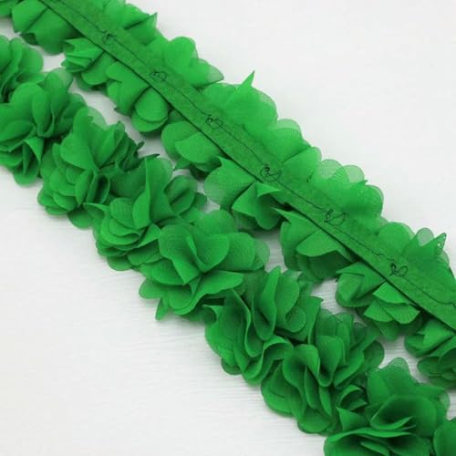 (1 Meter) Chiffon Mesh Spitze Stoff Gurtband Party Dekoration Blume DIY Bänder Handwerk Vliesstoffe Basis-grün von BSGUZ