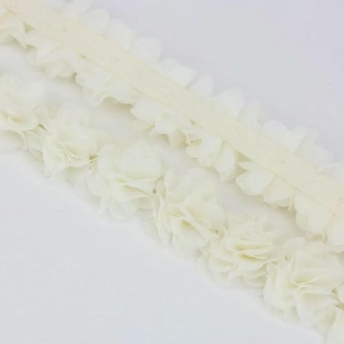 (1 Meter) Chiffon-Netz-Spitzenstoff, Gurtband, Party-Dekoration, Blumen, DIY-Bänder, Basteln, Vliesstoffe, Basis, Beige von BSGUZ