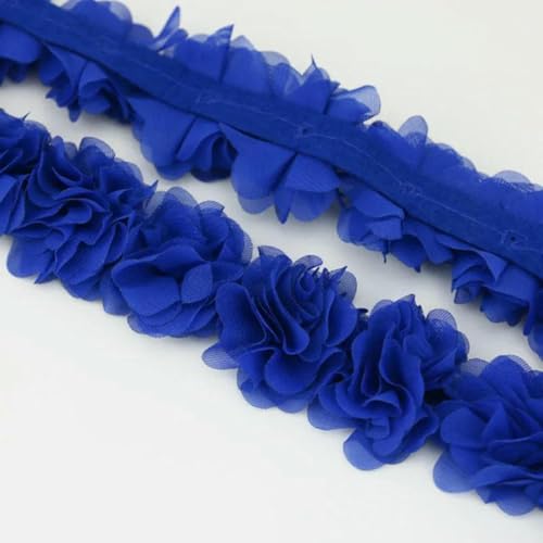 (1 Meter) Chiffon-Netz-Spitzenstoff, Gurtband, Party-Dekoration, Blumen, DIY-Bänder, Basteln, Vliesstoffe, Basis, Blau von BSGUZ