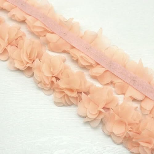(1 Meter) Chiffon-Netz-Spitzenstoff, Gurtband, Party-Dekoration, Blumen, DIY-Bänder, Basteln, Vliesstoffe, Basis, Hellorange von BSGUZ