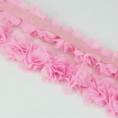 (1 Meter) Chiffon-Netz-Spitzenstoff, Gurtband, Party-Dekoration, Blumen, DIY-Bänder, Basteln, Vliesstoffe, Basis, Rosa von BSGUZ