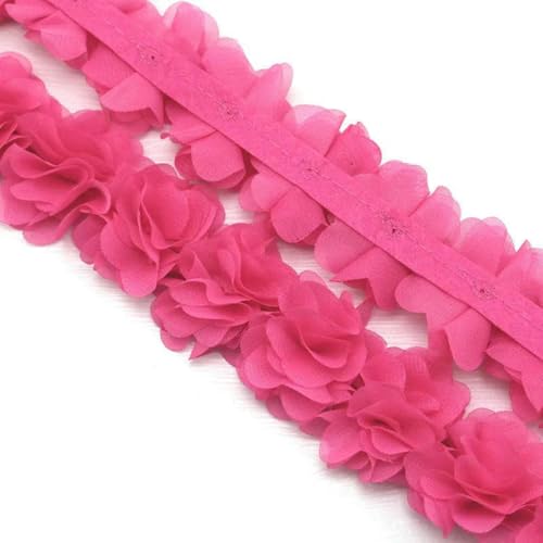 (1 Meter) Chiffon-Netz-Spitzenstoff, Gurtband, Party-Dekoration, Blumen, DIY-Bänder, Basteln, Vliesstoffe, Basis, Rosenrot von BSGUZ