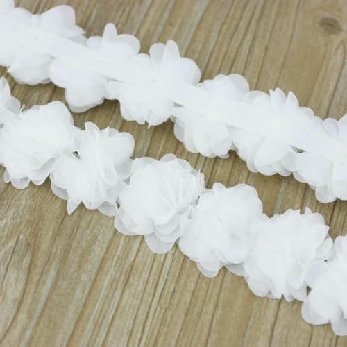 (1 Meter) Chiffon-Netz-Spitzenstoff, Gurtband, Party-Dekoration, Blumen, DIY-Bänder, Basteln, Vliesstoffe, Basis, Weiß von BSGUZ