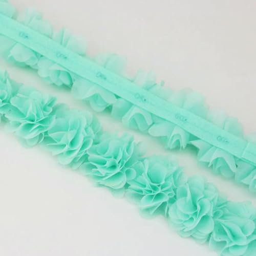 (1 Meter) Chiffon-Netz-Spitzenstoff, Gurtband, Party-Dekoration, Blumen, DIY-Bänder, Basteln, Vliesstoffe, Basis, hellgrün von BSGUZ