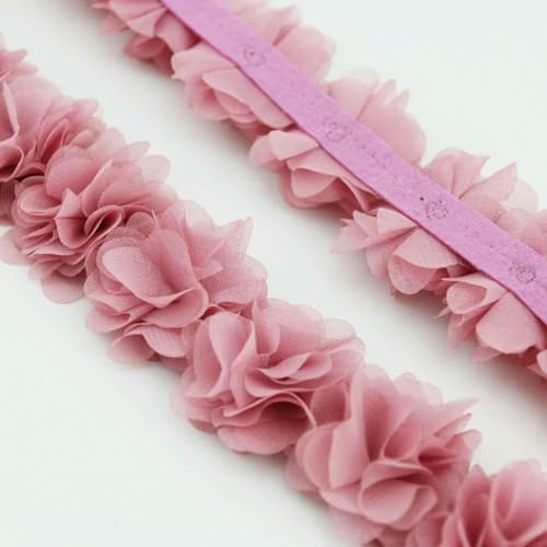 (1 Meter) Chiffon-Netz-Spitzenstoff, Gurtband, Party-Dekoration, Blumen, DIY-Bänder, Basteln, Vliesstoffe, Basis, rosa Fleisch von BSGUZ