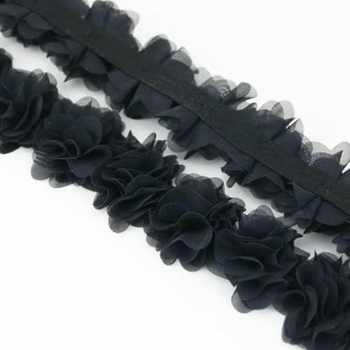 (1 Meter) Chiffon-Netz-Spitzenstoff, Gurtband, Party-Dekoration, Blumen, DIY-Bänder, Basteln, Vliesstoffe, Basis, schwarz von BSGUZ