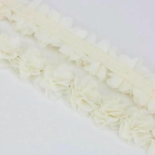 (1 Meter) Chiffon-Spitzenstoff, Gurtband, Dekoration, Blumenbänder, Basteln, Vliesstoffe, Basis, Beige von BSGUZ