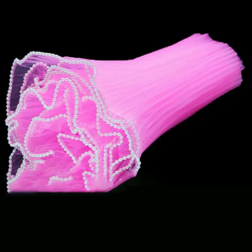 (4 Yards/Beutel) 28 cm Wellengarn Perlenrandgarn Valentinstag Blumenverpackungsmaterial Hochzeitsdekoration Spitze Handarbeit DIY-Pfirsichrot-28 cm von BSGUZ