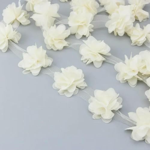 (60 Stück/Menge) Rosa Blütenblatt Chiffon Spitze Stoff Gurtband Dekoration Liebe Bänder Handwerk 50 mm Breite-Beige-50mm von BSGUZ