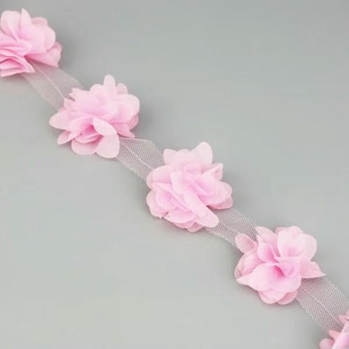(60 Stück/Menge) Rosa Blütenblatt Chiffon Spitze Stoff Gurtband Dekoration Liebe Bänder Handwerk 50 mm Breite-Hellrosa-50mm von BSGUZ