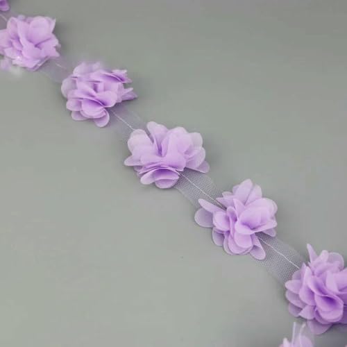 (60 Stück/Menge) Rosa Blütenblatt Chiffon Spitze Stoff Gurtband Dekoration Liebe Bänder Handwerk 50 mm Breite-Hellviolett-50 mm von BSGUZ
