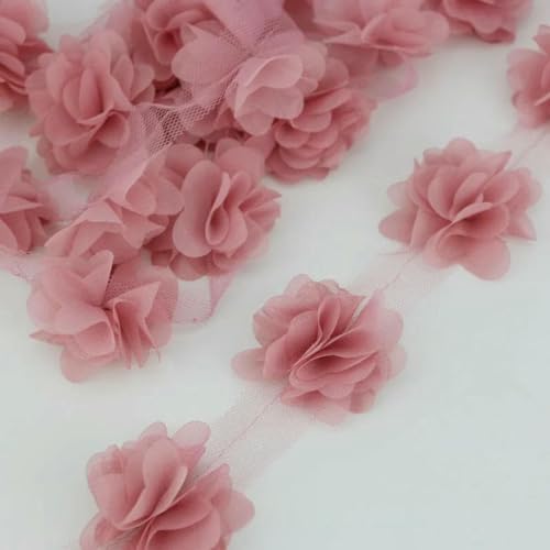 (60 Stück/Menge) Rosa Blütenblatt Chiffon Spitze Stoff Gurtband Dekoration Liebe Bänder Handwerk 50 mm Breite-Rosa Fleisch-50mm von BSGUZ