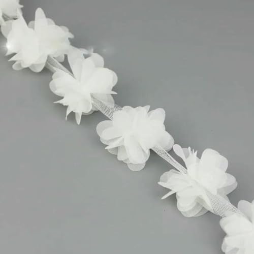 (60 Stück/Menge) rosa Blütenblatt Chiffon Spitze Stoff Gurtband Dekoration Liebe Bänder Handwerk 50 mm Breite-WEISS-50mm von BSGUZ
