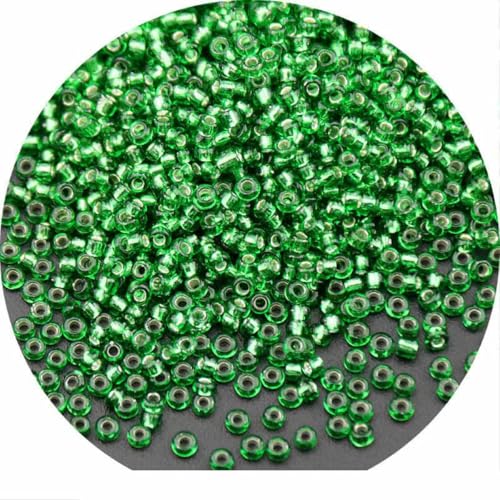 1,5 mm 2 mm 3,0 mm 4,0 mm silbergefüllte Glasreisperlen, handgefertigte DIY-Schmuck- und Bekleidungsperlen, Großhandel-27 dunkelgrün-4,0 mm 10 g 144 Stück von BSGUZ