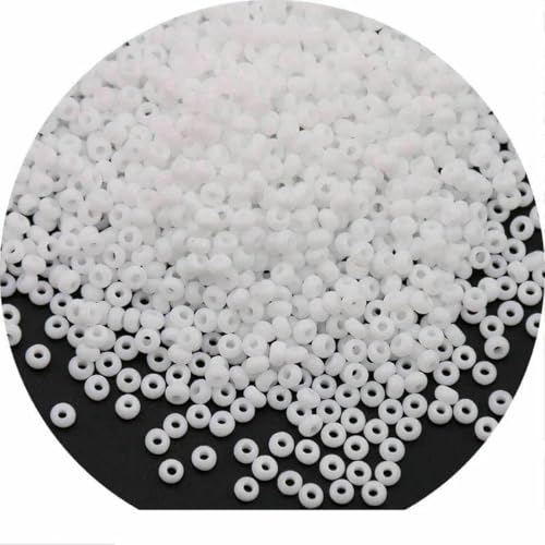 1,5 mm 2 mm 3,0 mm 4,0 mm silbergefüllte Glasreisperlen, handgefertigte DIY-Schmuck- und Bekleidungsperlen Großhandel-41 einfarbig weiß-2 mm 450 g von BSGUZ