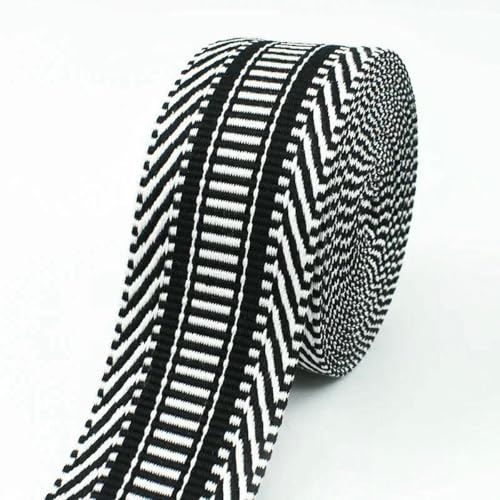 1–10 Meter 38/50 mm Jacquard-Gurtband zum Nähen von Taschen, Schultergurten, dekorativen Flechtbändern, Riemen, Gürtelzubehör, Schwarz, 50 mm, 10 Meter 1–10 Meter 38/50 mm Jacquard-Gurtband zum Nähen von Taschen, Schultergurten, dekorativen Flechtbändern, Riemen, Gürtelzubehör, Schwarz, 50 mm, 10 Meter von BSGUZ