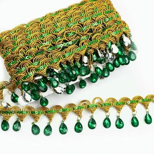 1–5 m, 45 mm, Quastenfransen für Kleider, Spitzenbesatz, Strass-Dekorationsbänder, Hochzeitskleid, Vorhang, DIY-Nähzubehör, Grün, 45 mm, 4,0 Meter 1–5 m, 45 mm, Quastenfransen für Kleider, Spitzenbesatz, Strass-Dekorationsbänder, Hochzeitskleid, Vorhang, DIY-Nähzubehör, Grün, 45 mm, 4,0 Meter von BSGUZ