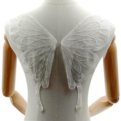 1–6 Paar Schmetterlingsflügel-Rückenkragen, Spitze, Netzboden, bestickte Corsage, Polyester-Stickerei, DIY-Spitzenapplikation, 37 x 13 cm, LG497-M, weiß, 2 Paar 1–6 Paar Schmetterlingsflügel-Rückenkragen, Spitze, Netzboden, bestickte Corsage, Polyester-Stickerei, DIY-Spitzenapplikation, 37 x 13 cm, LG497-M, weiß, 2 Paar von BSGUZ