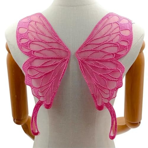 1–6 Paar Schmetterlingsflügel-Rückenkragen, Spitze, Netzstoff, unten, bestickte Corsage, Polyester-Stickerei, DIY-Spitzenapplikation, 37 x 13 cm, LG497, M, rosarot, 6 P 1–6 Paar Schmetterlingsflügel-Rückenkragen, Spitze, Netzstoff, unten, bestickte Corsage, Polyester-Stickerei, DIY-Spitzenapplikation, 37 x 13 cm, LG497, M, rosarot, 6 P von BSGUZ