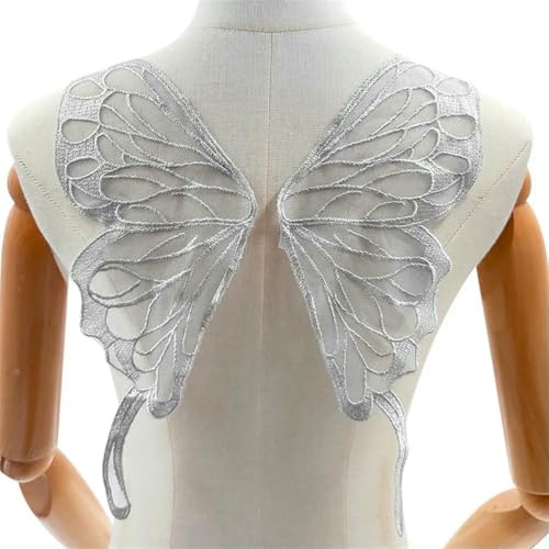 1–6 Paar Schmetterlingsflügel-Rückenkragen, Spitze, Netzstoff unten, bestickte Corsage, Polyester-Stickerei, DIY-Spitzenapplikation, 37 x 13 cm, LG497-M, grau, 6 Paar 1–6 Paar Schmetterlingsflügel-Rückenkragen, Spitze, Netzstoff unten, bestickte Corsage, Polyester-Stickerei, DIY-Spitzenapplikation, 37 x 13 cm, LG497-M, grau, 6 Paar von BSGUZ