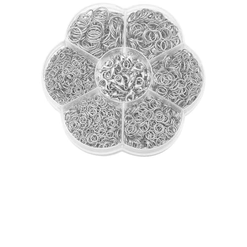 1 Box Biegeringe, DIY-Schmuckzubehör-Set für Anfänger, offene Biegeringe, Schmuckherstellung, Schlüsselanhänger, Halskettenreparatur mit Öffnerwerkzeug, Rhodium 1 Box Biegeringe, DIY-Schmuckzubehör-Set für Anfänger, offene Biegeringe, Schmuckherstellung, Schlüsselanhänger, Halskettenreparatur mit Öffnerwerkzeug, Rhodium von BSGUZ