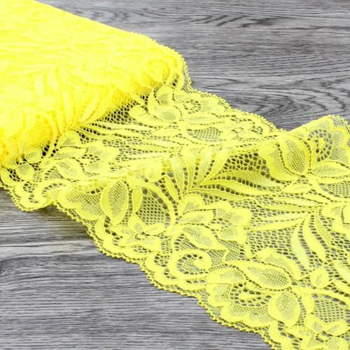 1 Packung = 10 Yards, 15 cm breit, Tüll-Spitzenband für Ornamente, elastische Spitze, Stretch für Haarschmuck für Babys, Mädchen, Gelb, 15 cm breit 1 Packung = 10 Yards, 15 cm breit, Tüll-Spitzenband für Ornamente, elastische Spitze, Stretch für Haarschmuck für Babys, Mädchen, Gelb, 15 cm breit von BSGUZ