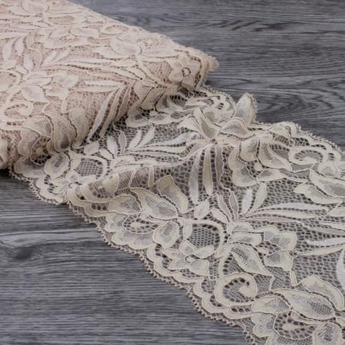 1 Packung = 10 Yards, 15 cm breit, Tüll-Spitzenband für Ornamente, elastische Spitze, Stretch für Haarschmuck für Babys, Mädchen, Khaki, 15 cm breit 1 Packung = 10 Yards, 15 cm breit, Tüll-Spitzenband für Ornamente, elastische Spitze, Stretch für Haarschmuck für Babys, Mädchen, Khaki, 15 cm breit von BSGUZ