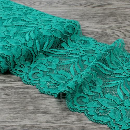 1 Packung = 10 Yards, 15 cm breit, Tüll-Spitzenbesatz, Spitzenband für Ornamente, elastisch, dehnbar, für Haarschmuck für Babys und Mädchen, Türkis, 15 cm breit von BSGUZ