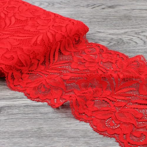 1 Packung = 10 Yards, 15 cm breites Tüll-Spitzenband für Ornamente, elastische Spitze, Stretch für Haarschmuck für Babys, Mädchen, Rot, 15 cm breit 1 Packung = 10 Yards, 15 cm breites Tüll-Spitzenband für Ornamente, elastische Spitze, Stretch für Haarschmuck für Babys, Mädchen, Rot, 15 cm breit von BSGUZ