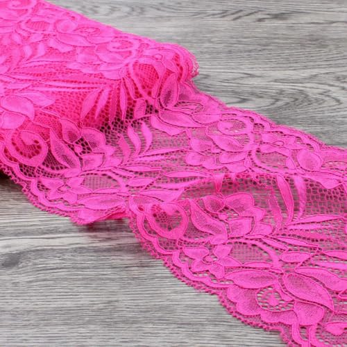1 Packung = 10 Yards, 15 cm breites Tüll-Spitzenband für Ornamente, elastische Spitze, Stretch für Haarschmuck für Babys und Mädchen, Hot Pink, 15 cm breit 1 Packung = 10 Yards, 15 cm breites Tüll-Spitzenband für Ornamente, elastische Spitze, Stretch für Haarschmuck für Babys und Mädchen, Hot Pink, 15 cm breit von BSGUZ