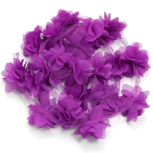 1 Strang 3D-Chiffon-Spitzenblumen, mehrfarbige Bandblume für DIY-Kleidung, Basteln, Nähzubehör, Hochzeitsdekoration, Zubehör, Lila, 5,5 cm 1 Strang 3D-Chiffon-Spitzenblumen, mehrfarbige Bandblume für DIY-Kleidung, Basteln, Nähzubehör, Hochzeitsdekoration, Zubehör, Lila, 5,5 cm von BSGUZ
