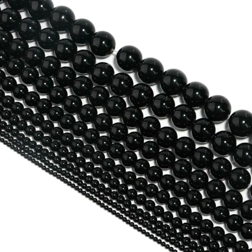 1 Strang 4/6/8/10 mm Glasperlen, schwarz, Edelstein, rund, lose Perlen zur Schmuckherstellung, Stil 1–10 mm, 38 cm, 1 Strang 1 Strang 4/6/8/10 mm Glasperlen, schwarz, Edelstein, rund, lose Perlen zur Schmuckherstellung, Stil 1–10 mm, 38 cm, 1 Strang von BSGUZ