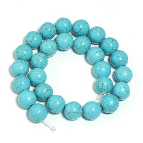 1 Strang natürliche blaue Türkis-Steinperlen, 3–16 mm, runde Edelstein-lose Perlen für die Schmuckherstellung, DIY-Halsketten und Armband-Befunde, 14,0 mm (ca. 22 Stück) von BSGUZ