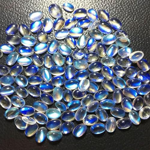 1 Stück/Lot ovaler Cabochon, stark hell, natürliche blaue Mondsteine, Weißblau, 4 x 6 mm (1 Stein) von BSGUZ