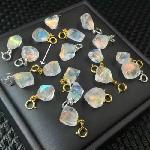1 Stück Natürlicher Regenbogen Blauer Mondstein Anhänger 8-10MM Unregelmäßige Form Stein 925 Sterling Silber Schmuck für Frauen Männer-002 goldfarben-Halskettenanhänger-1Stk 1 Stück Natürlicher Regenbogen Blauer Mondstein Anhänger 8-10MM Unregelmäßige Form Stein 925 Sterling Silber Schmuck für Frauen Männer-002 goldfarben-Halskettenanhänger-1Stk von BSGUZ