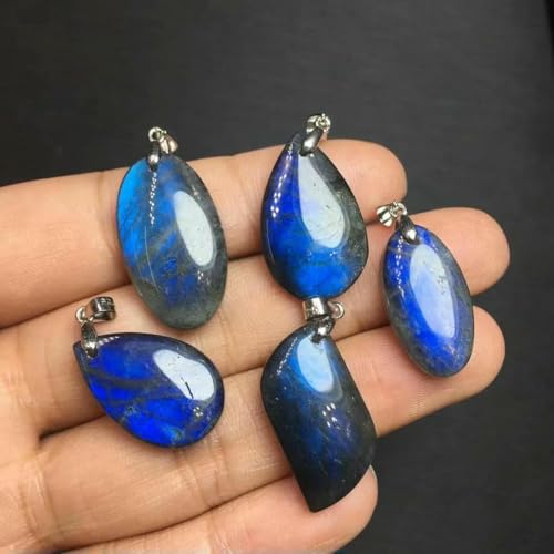 1 Stück natürlicher schwarzer Labradorit-Anhänger, 925er Sterlingsilber, Reiki-Heilstein, Modeschmuck für Damen und Herren, Halskettenanhänger, 1 Stück von BSGUZ