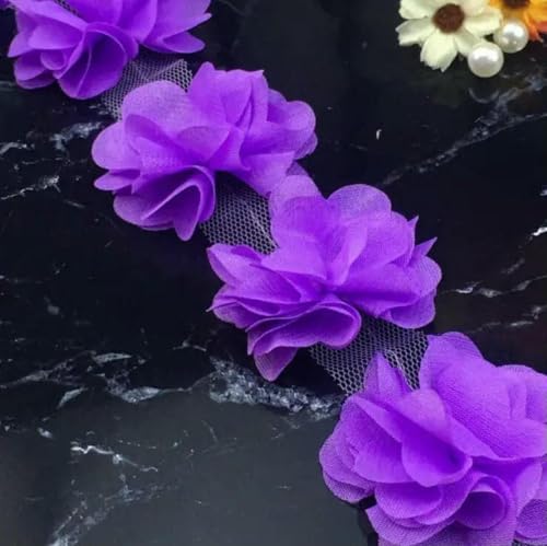 1 YD Mehrfarbige Blumen 3D Blütenblätter Chiffon Blätter Besatz Hochzeitskleid Brautspitze Stoff Puppe Kinderkleidung Applikation Nähen-Lila-1Yard 1 YD Mehrfarbige Blumen 3D Blütenblätter Chiffon Blätter Besatz Hochzeitskleid Brautspitze Stoff Puppe Kinderkleidung Applikation Nähen-Lila-1Yard von BSGUZ