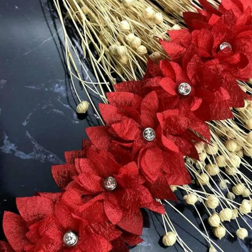 1 Yard, bunte Perlen, Diamanten, 3D-Blumen, besticktes Spitzenbesatzband, Stoff, Nähhandwerk für Kostüm, Hochzeitskleid, Dekoration, Rot, 1 Yard 1 Yard, bunte Perlen, Diamanten, 3D-Blumen, besticktes Spitzenbesatzband, Stoff, Nähhandwerk für Kostüm, Hochzeitskleid, Dekoration, Rot, 1 Yard von BSGUZ