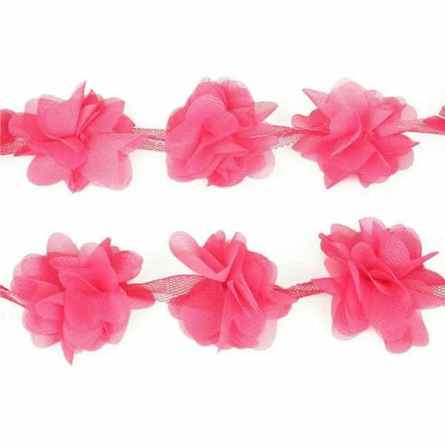 1 Yard = 12 Stück Blumen, 3D, 5 cm, Fransen, Chiffon-Spitzenbesatz, Band, Stoffspitze zum Aufnähen, für Hochzeitskleider, Dekorationszubehör, Fuchsia 1 Yard = 12 Stück Blumen, 3D, 5 cm, Fransen, Chiffon-Spitzenbesatz, Band, Stoffspitze zum Aufnähen, für Hochzeitskleider, Dekorationszubehör, Fuchsia von BSGUZ