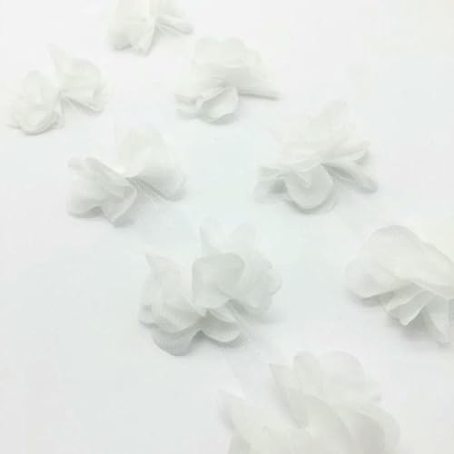 1 Yard 12 Stück Blumen Chiffon Cluster Blumen für Hochzeitskleid Brautstoff Spitzenbesatz Stoff DIY Nähstoff-Weiß 1 Yard 12 Stück Blumen Chiffon Cluster Blumen für Hochzeitskleid Brautstoff Spitzenbesatz Stoff DIY Nähstoff-Weiß von BSGUZ
