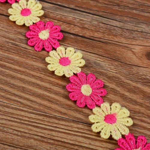 1 Yard 25 mm bunter Spitzenstoff, Blumenbesatz, Stricken, Hochzeit, besticktes Band, DIY, handgefertigte Kleidung, Nähzubehör, Basteln, 11-M von BSGUZ